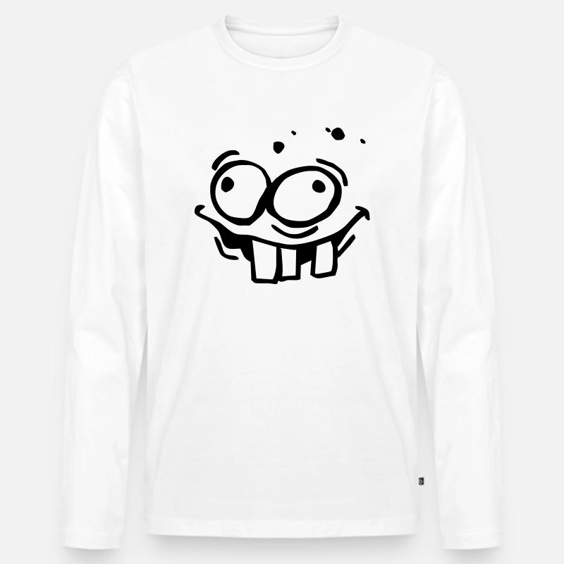 Fratze - Männer Premium Bio Langarmshirt - Weiß