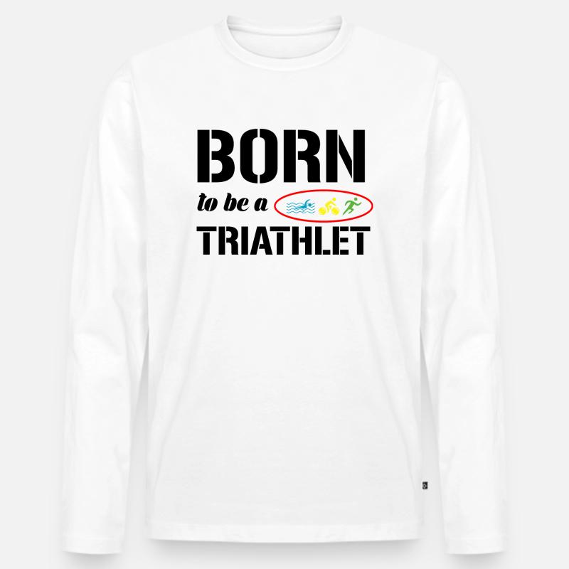 Triathlon - Männer Premium Bio Langarmshirt - Weiß