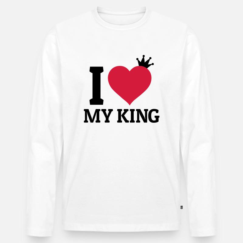 I love my King - Männer Premium Bio Langarmshirt - Weiß