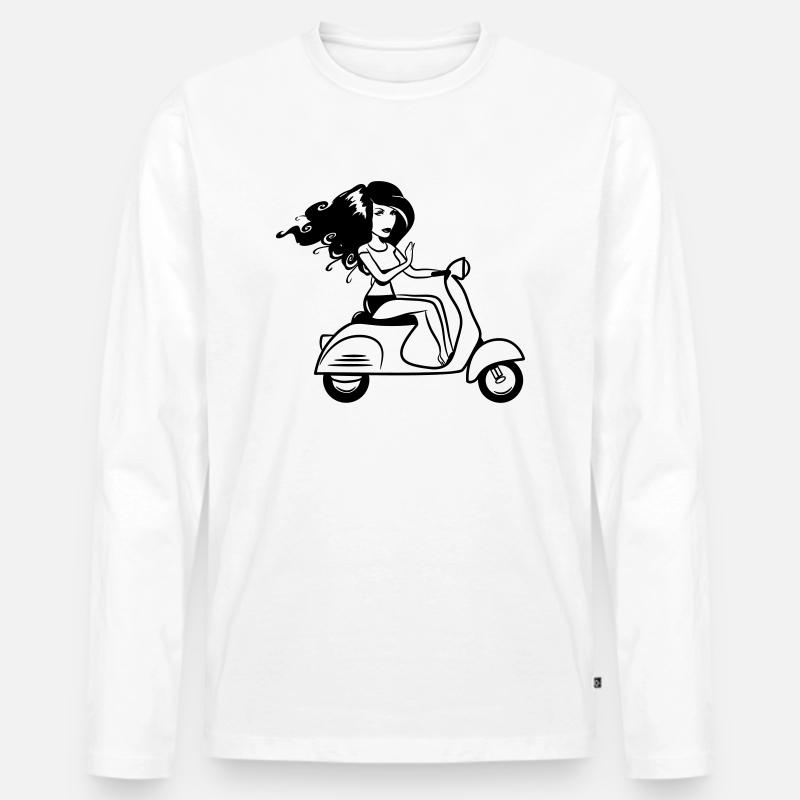 motorroller mädchen sexy - Männer Premium Bio Langarmshirt - Weiß