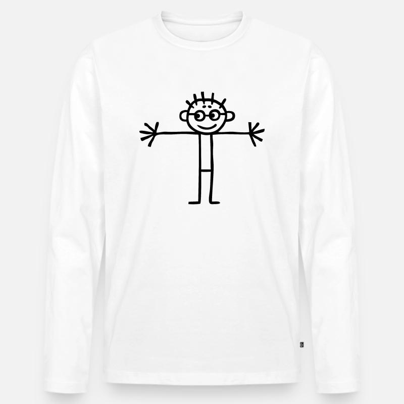 Kinderbild Strichmännchen Junge Bub Schulkind - Männer Premium Bio Langarmshirt - Weiß