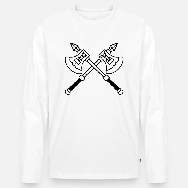 Gekreuzte Krieger Aexte - Männer Premium Bio Langarmshirt - Weiß
