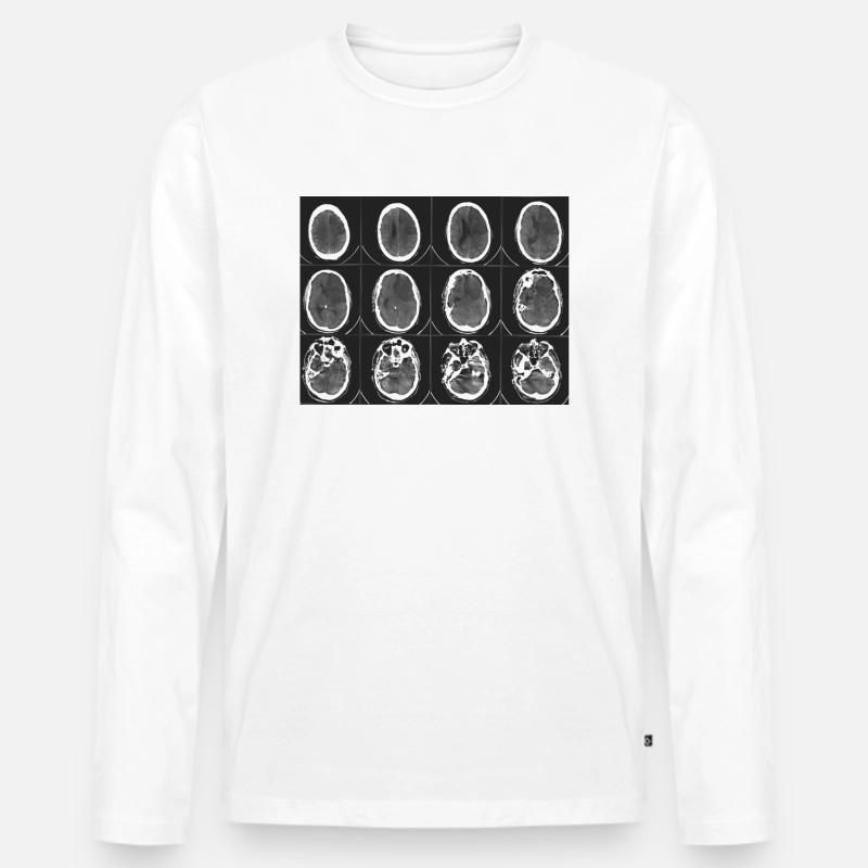 Brain, Gehirn - Männer Premium Bio Langarmshirt - Weiß