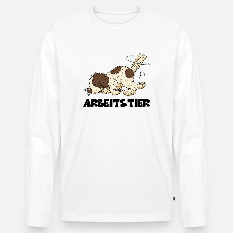 Arbeitstier1 1 - Männer Premium Bio Langarmshirt - Weiß
