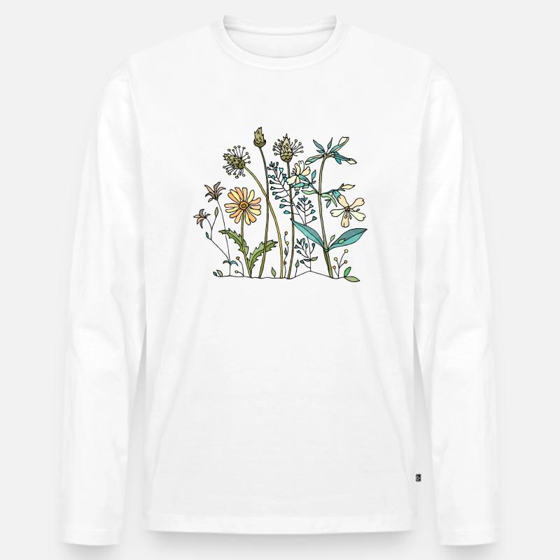 Blumen - Männer Premium Bio Langarmshirt - Weiß