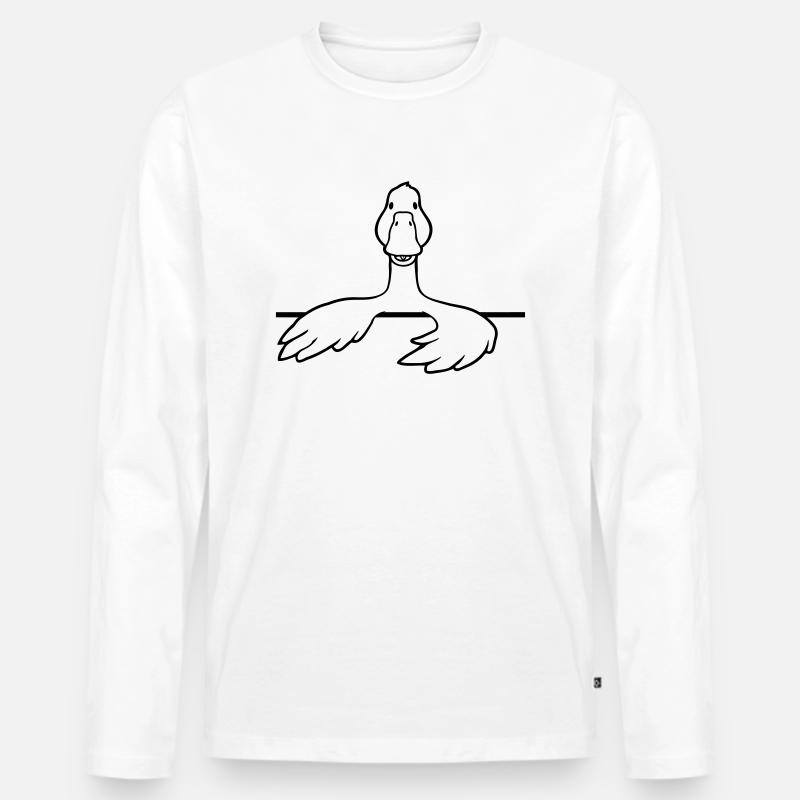 Comic Gans hinter Mauer - Männer Premium Bio Langarmshirt - Weiß