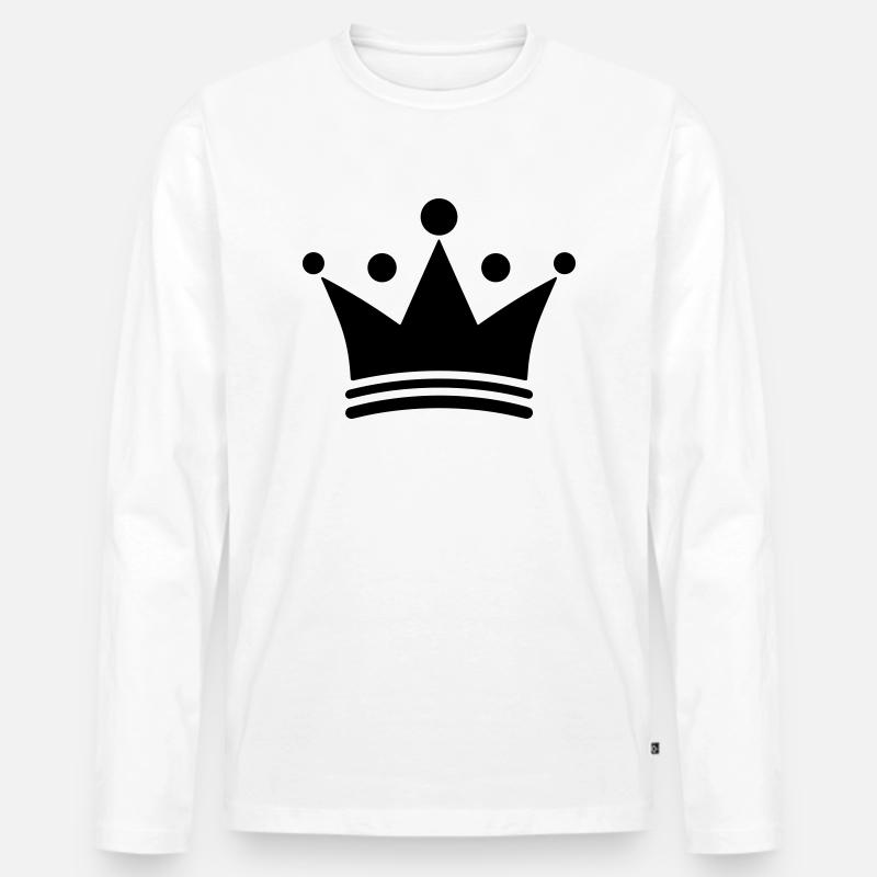 Krone - Männer Premium Bio Langarmshirt - Weiß