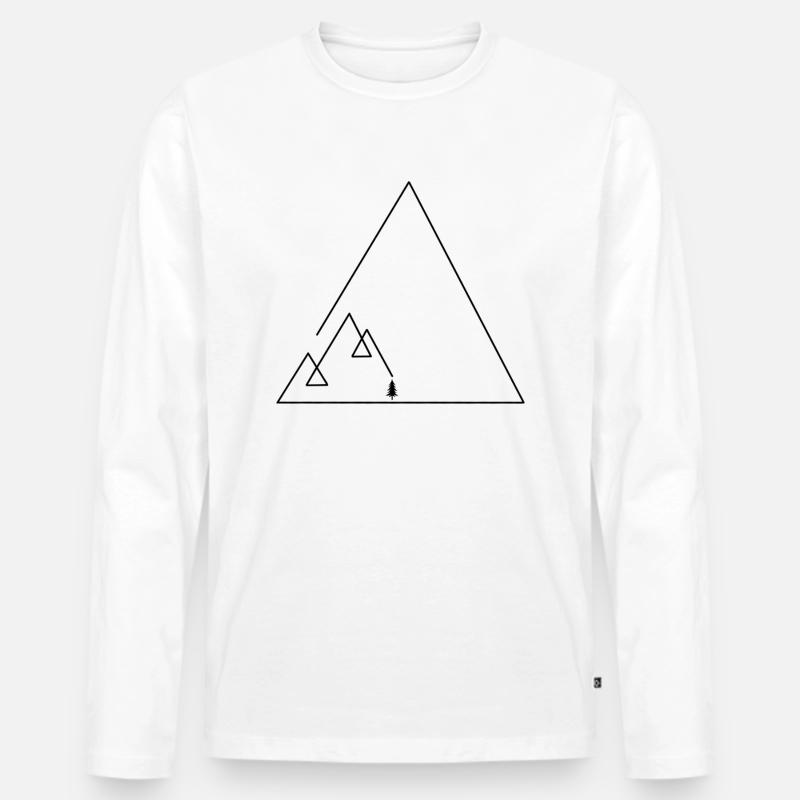 Geometric mountains with trees 🌲 - Männer Premium Bio Langarmshirt - Weiß