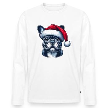 Frenchie présente - T-shirt manches longues Premium bio Homme - blanc - Devant - Nico (187cm)