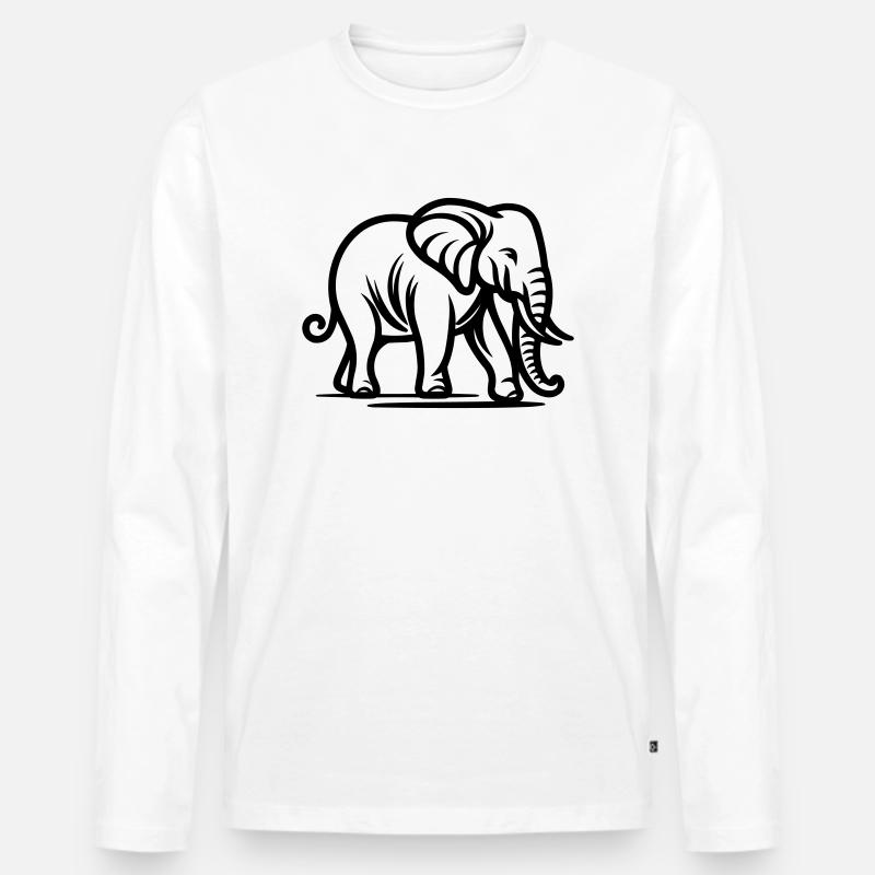 Elefant - Männer Premium Bio Langarmshirt - Weiß