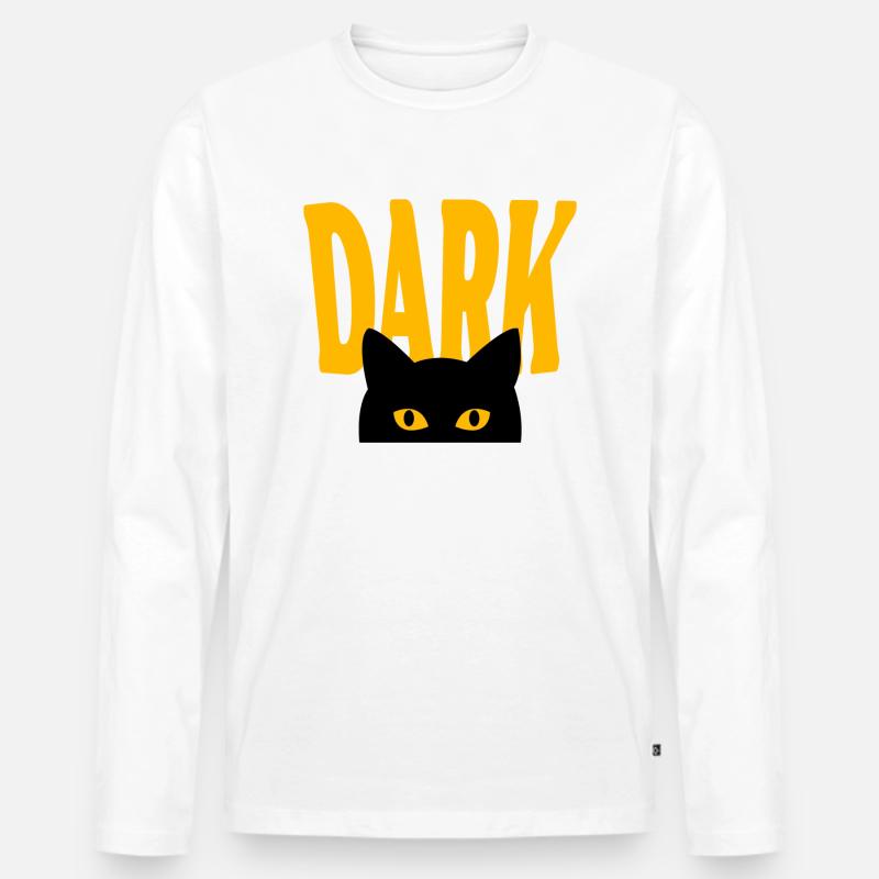Dunkle Katze - Männer Premium Bio Langarmshirt - Weiß