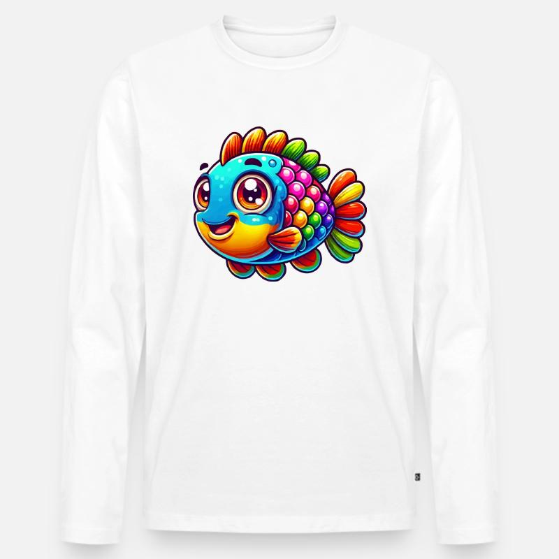 fisch 1 - Männer Premium Bio Langarmshirt - Weiß