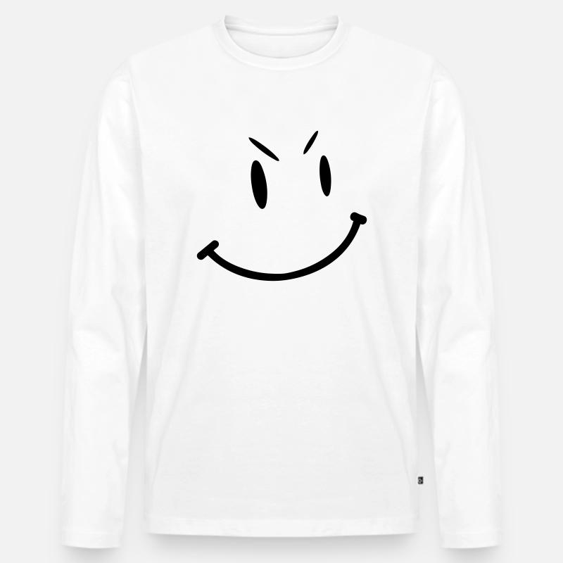 smily - Männer Premium Bio Langarmshirt - Weiß