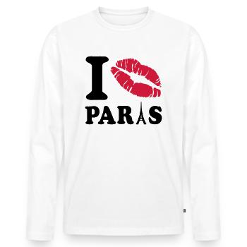 i love paris - T-shirt manches longues Premium bio Homme - blanc - Devant - Nico (187cm)