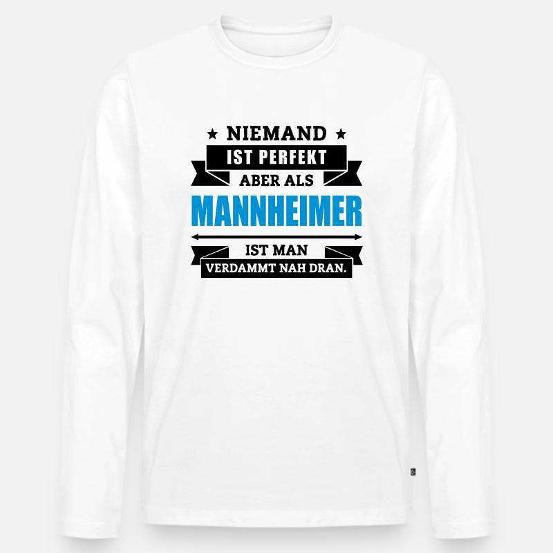 Funshirt Mannheimer - Männer Premium Bio Langarmshirt - Weiß