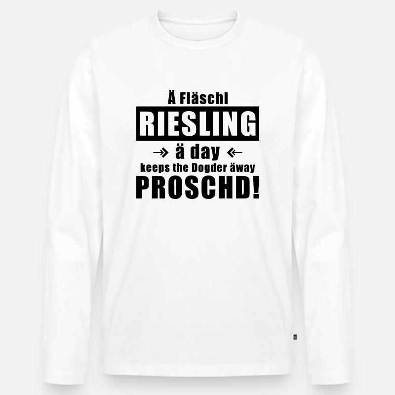 Fläschl Riesling a day! - Männer Premium Bio Langarmshirt - Weiß