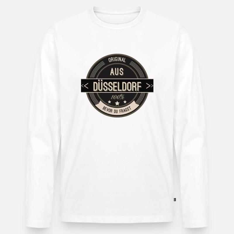 Original aus Düsseldorf 100% - Männer Premium Bio Langarmshirt - Weiß