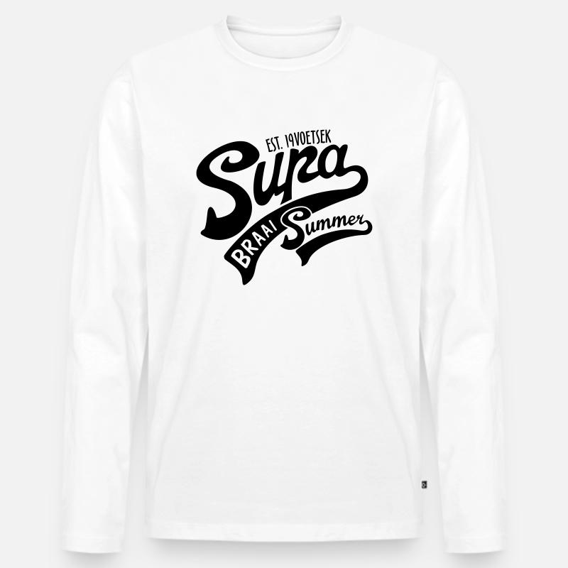 Supa Braai Sommer - Männer Premium Bio Langarmshirt - Weiß