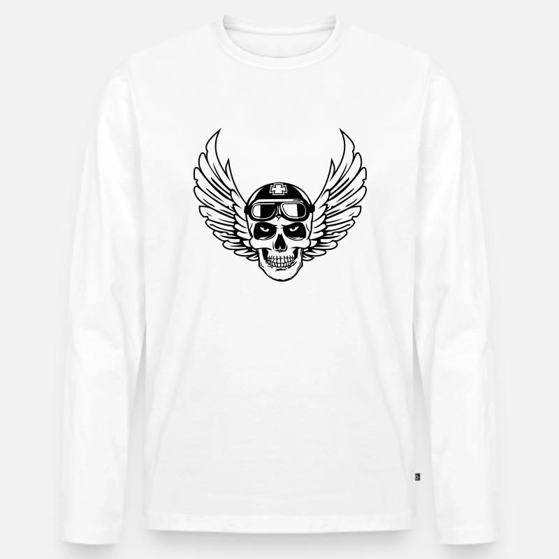 Flying Skull - Männer Premium Bio Langarmshirt - Weiß