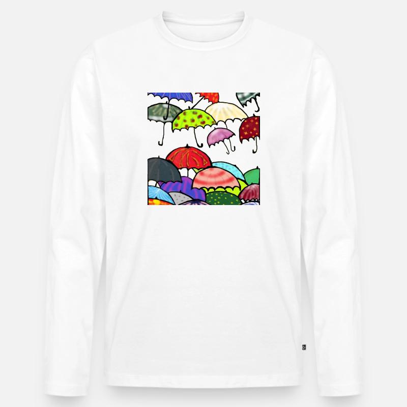 Die Schirmparade, eine bunte Geschenkidee. Kunst - Männer Premium Bio Langarmshirt - Weiß