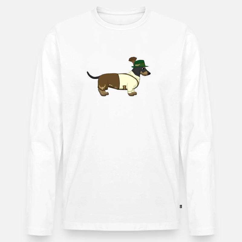 Der bayerische Dackel weißes Hemd - Männer Premium Bio Langarmshirt - Weiß