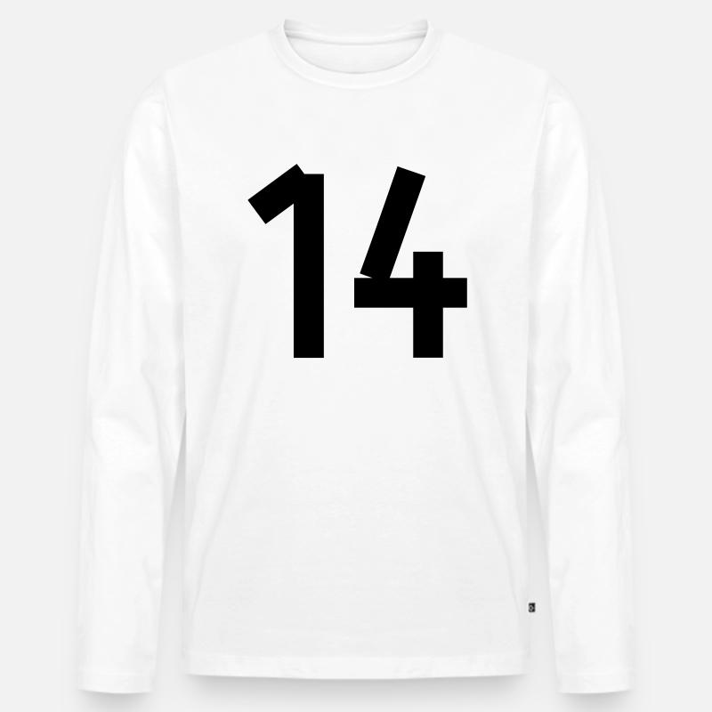 Number 14 - Männer Premium Bio Langarmshirt - Weiß