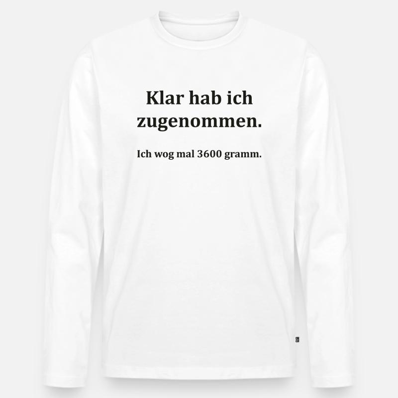 Gewicht Spruch Sprüche Selbstironie Geschenkidee - Männer Premium Bio Langarmshirt - Weiß