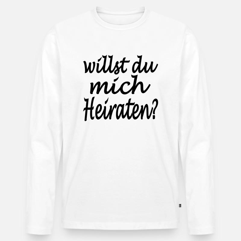 willst du mich heiraten - Männer Premium Bio Langarmshirt - Weiß
