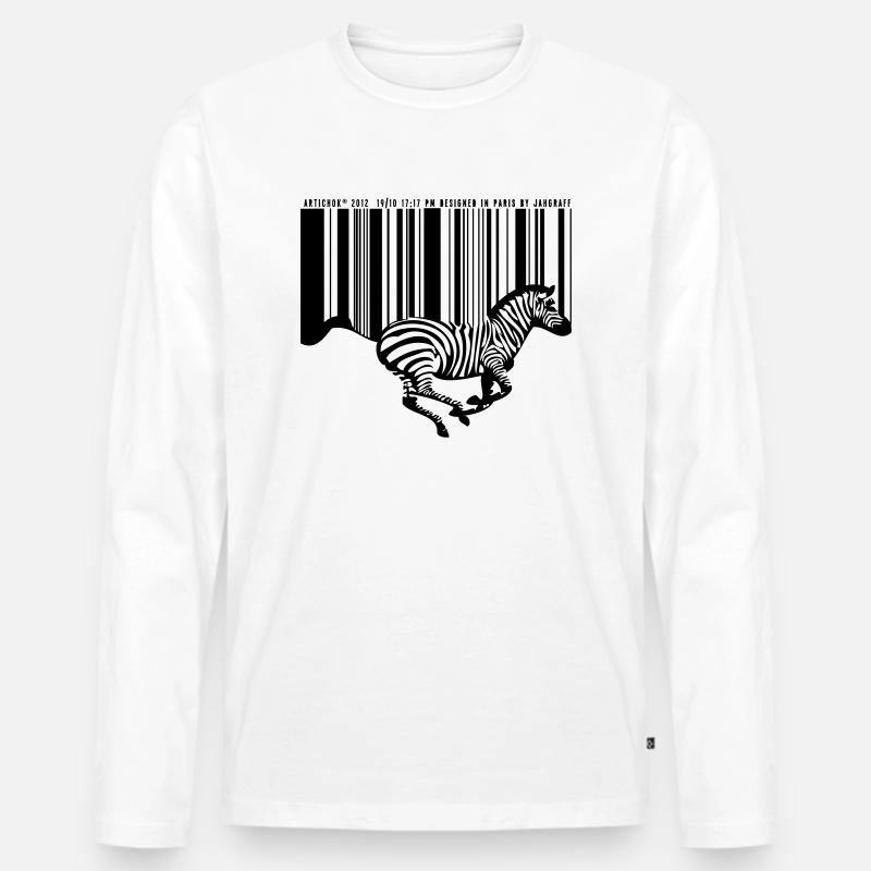 Zebra-Barcode - Männer Premium Bio Langarmshirt - Weiß