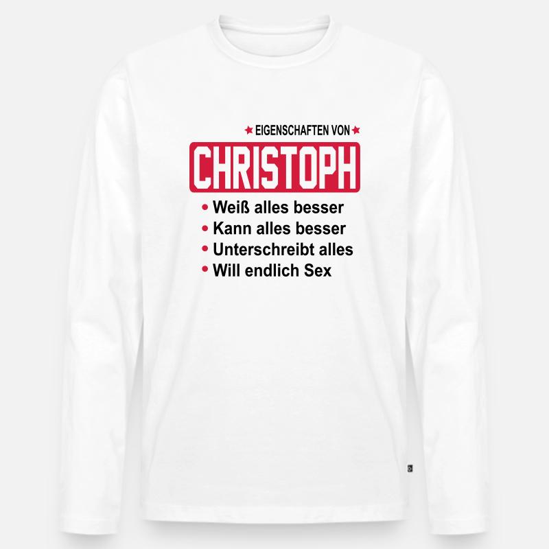 christoph - Männer Premium Bio Langarmshirt - Weiß