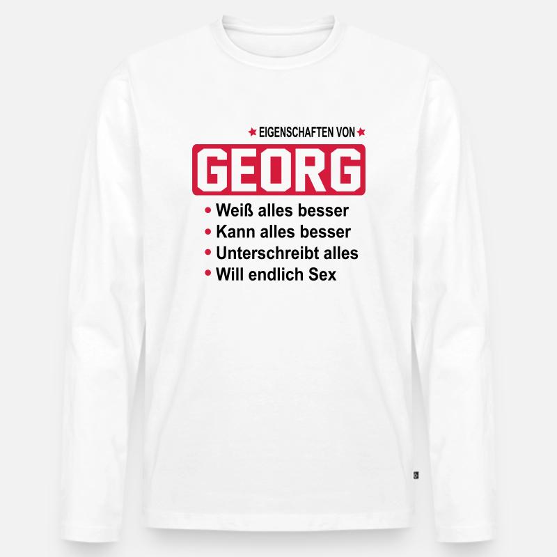 georg - Männer Premium Bio Langarmshirt - Weiß