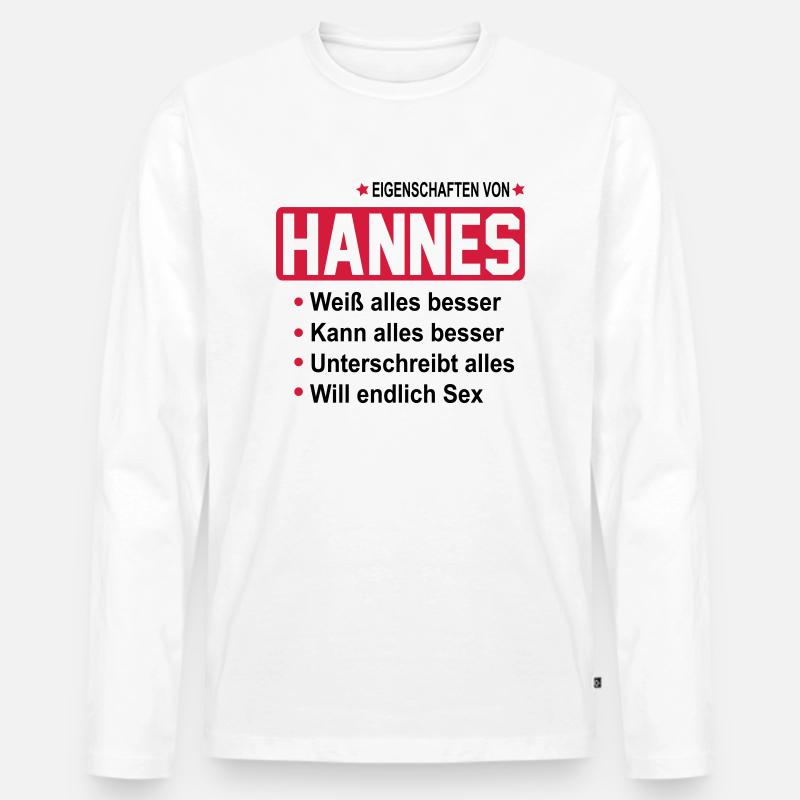 hannes - Männer Premium Bio Langarmshirt - Weiß