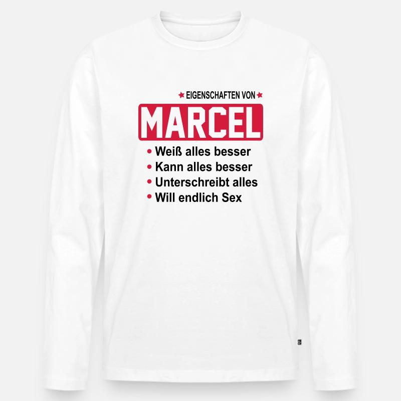 marcel - Männer Premium Bio Langarmshirt - Weiß