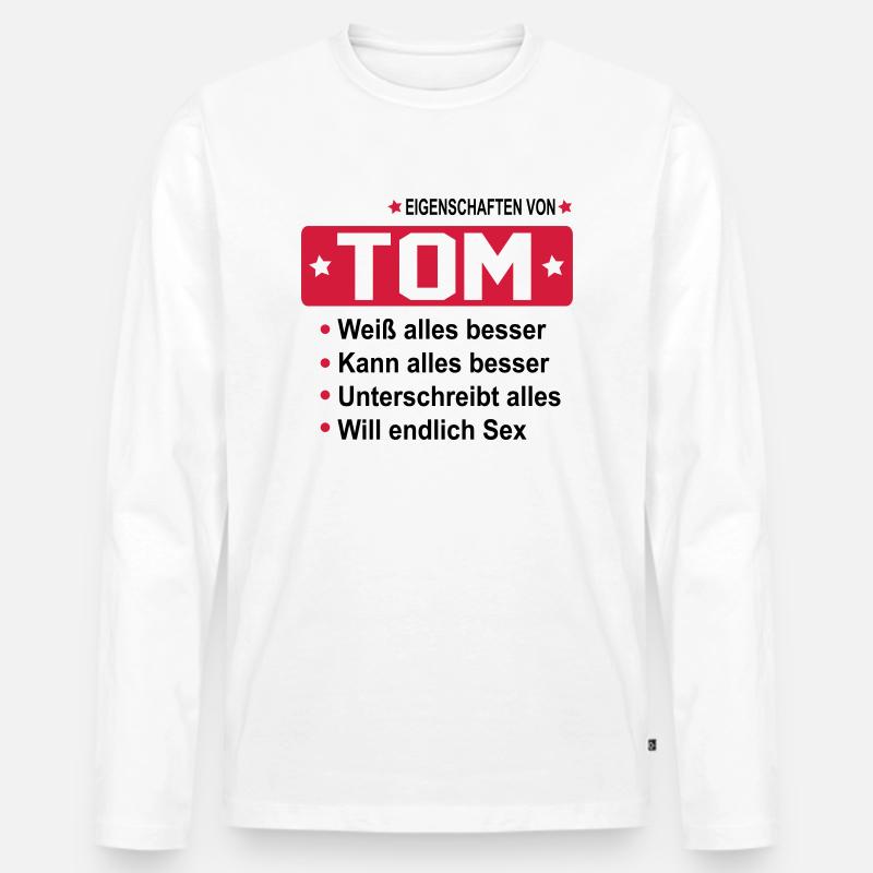 tom - Männer Premium Bio Langarmshirt - Weiß