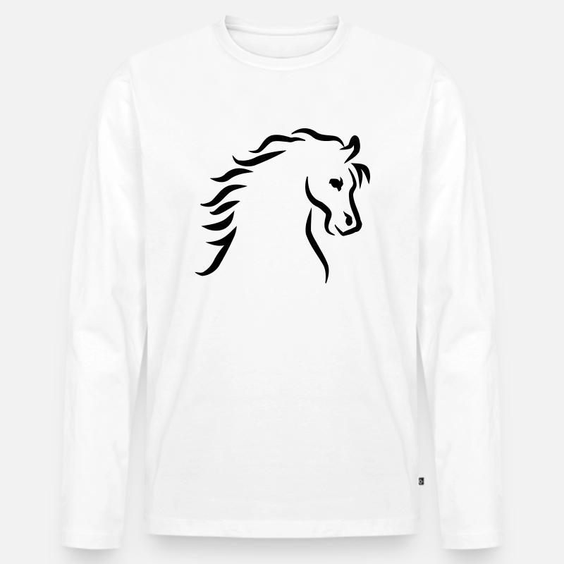 Pferd - Männer Premium Bio Langarmshirt - Weiß