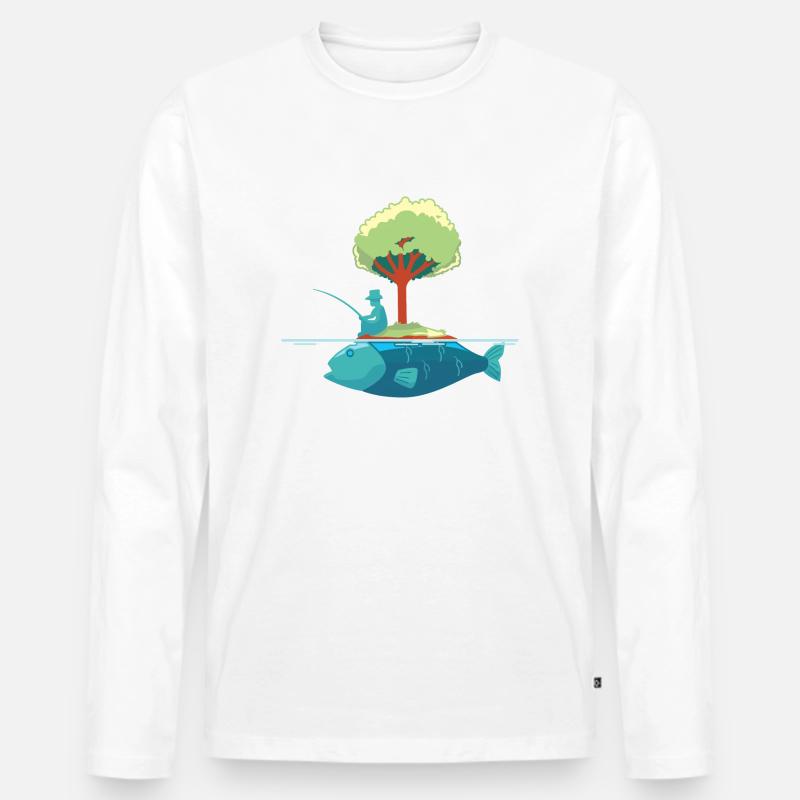 Fischer Angler Baum Fisch Kunst - Männer Premium Bio Langarmshirt - undefined