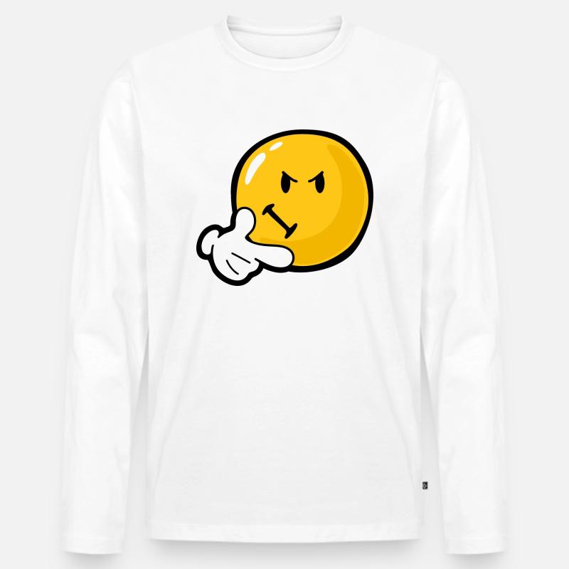 Smiley Anger Invidious - Männer Premium Bio Langarmshirt - Weiß