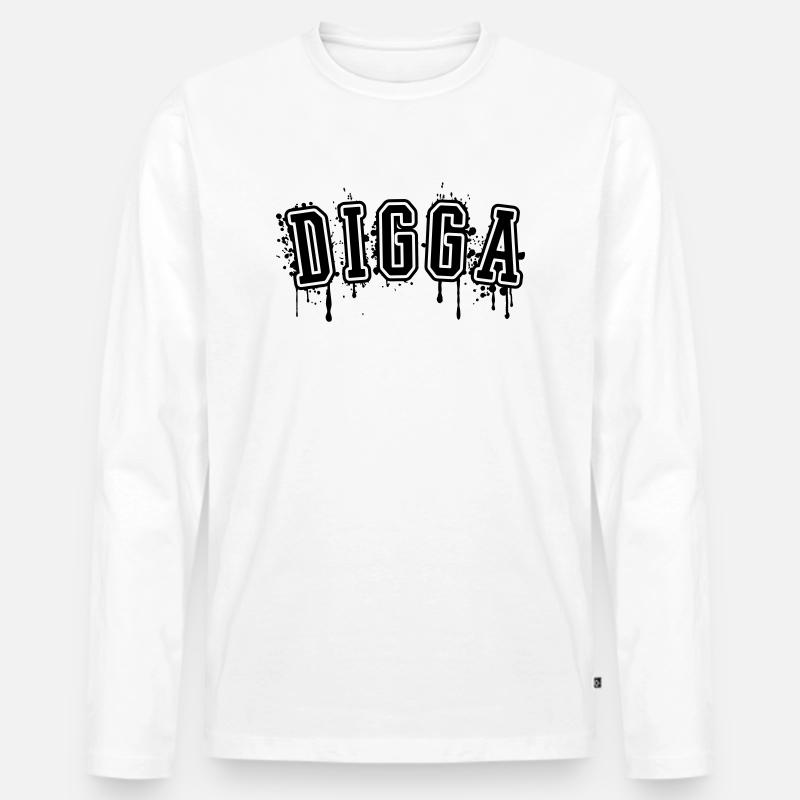 DIGGA - Männer Premium Bio Langarmshirt - Weiß