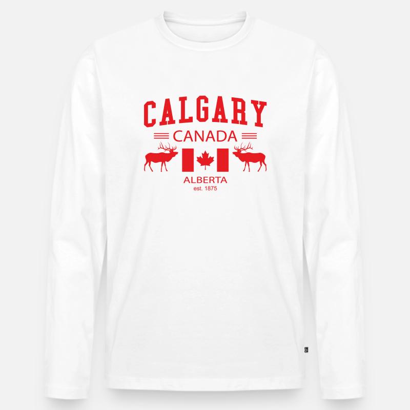 Calgary - Männer Premium Bio Langarmshirt - Weiß