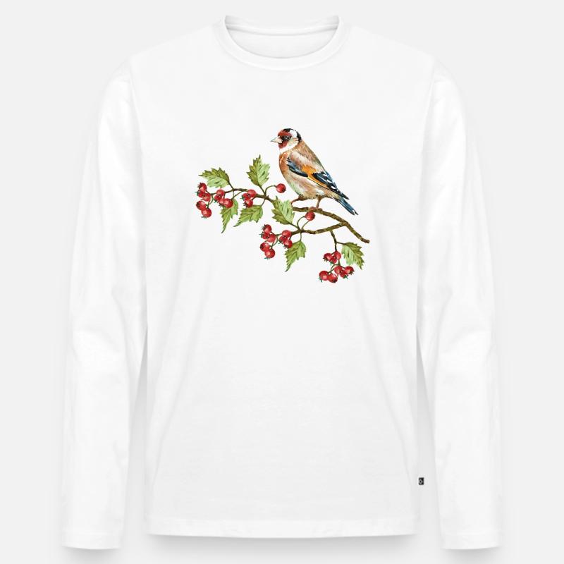 Bunter Vogel - Männer Premium Bio Langarmshirt - Weiß