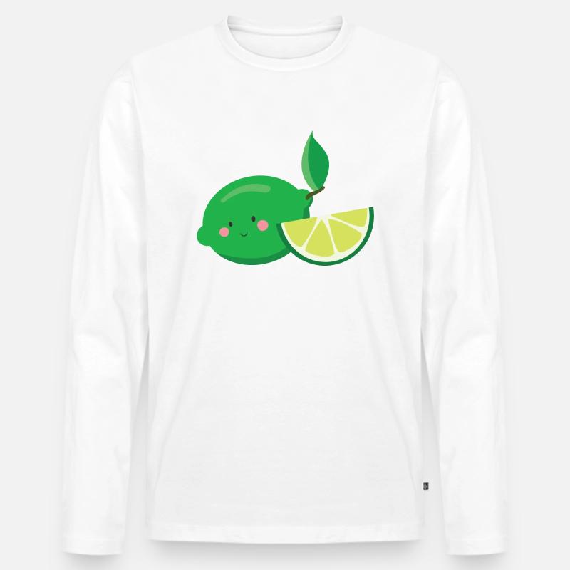 Limette - Männer Premium Bio Langarmshirt - Weiß