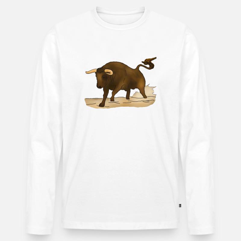 Stier, Bulle - Männer Premium Bio Langarmshirt - Weiß