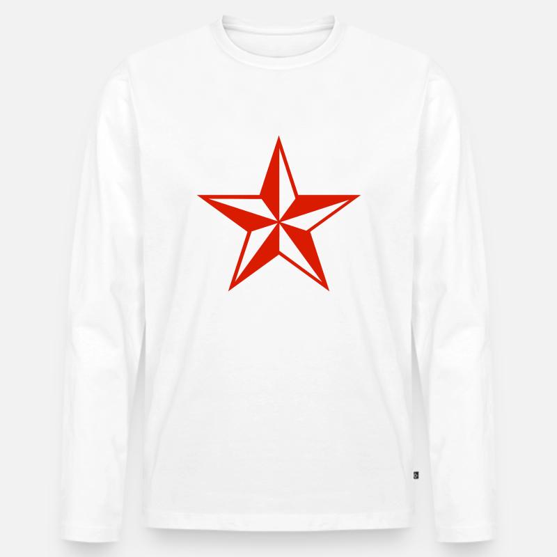 Star Pentagram Red - Männer Premium Bio Langarmshirt - Weiß