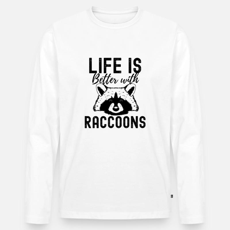 Waschbär - Männer Premium Bio Langarmshirt - Weiß