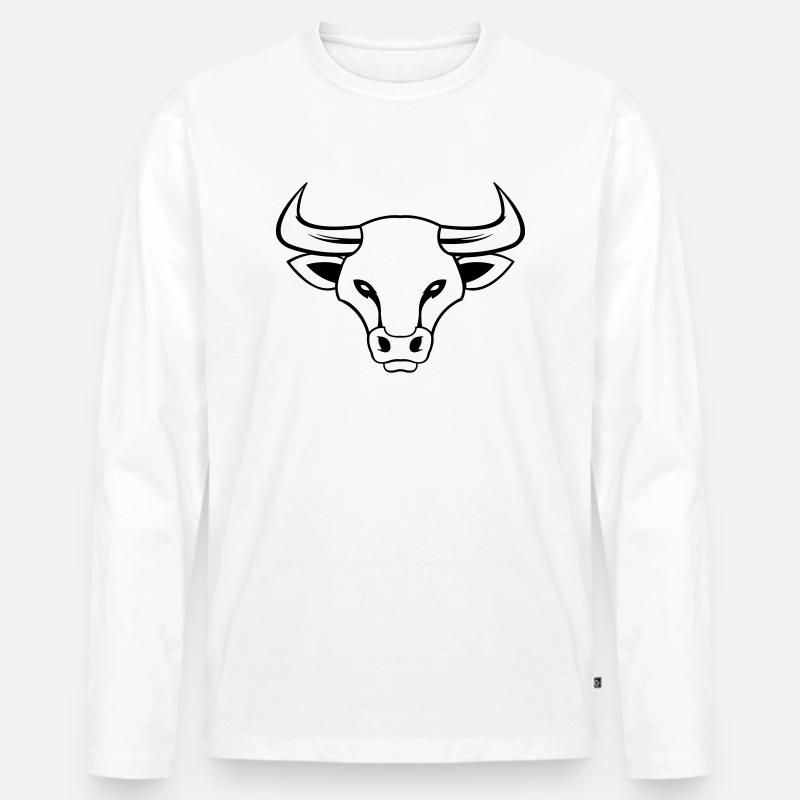 stier - Männer Premium Bio Langarmshirt - Weiß