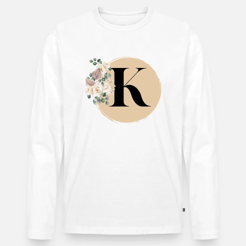 Buchstabe K - Männer Premium Bio Langarmshirt - Weiß