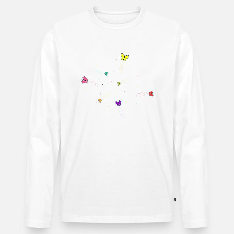 Schmetterlinge - Männer Premium Bio Langarmshirt - Weiß