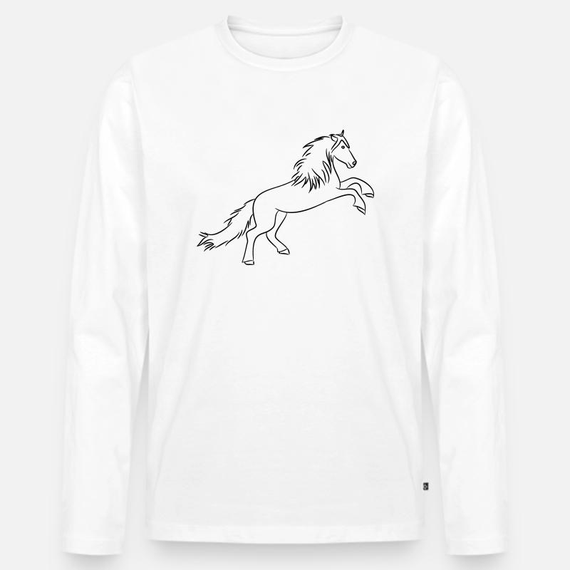 Pferd - Männer Premium Bio Langarmshirt - Weiß