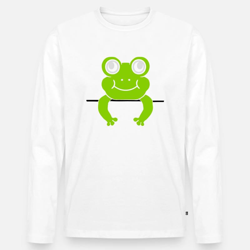 Frosch Mauer Schild Comic - Männer Premium Bio Langarmshirt - Weiß