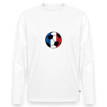 Je ne crie pas, je supporte la France. Football. - T-shirt manches longues Premium bio Homme - blanc - Devant - Nico (187cm)